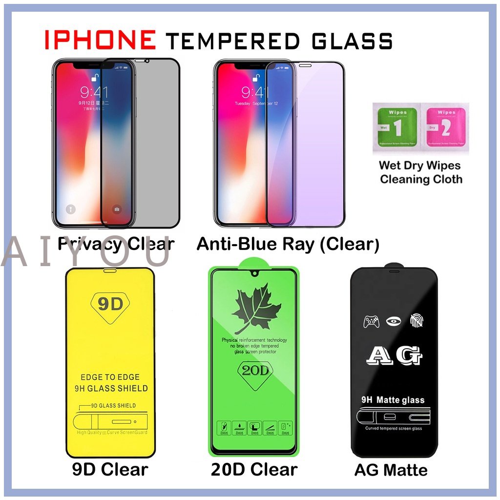 Tempered GLASS Untuk IP 14 PRO Max14 PLUS 13 PRO MAX 12 PRO MAX 11 PRO MAX XSMAX XR X7 PLUS Privasi MATTBLUE MATTE CLEAR