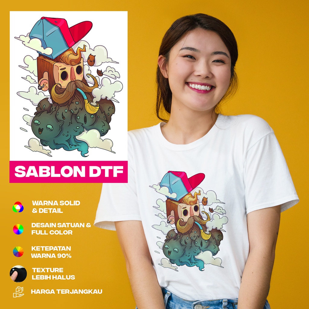 Sablon Custom DTF Kaos Satuan 100% Katun Soft