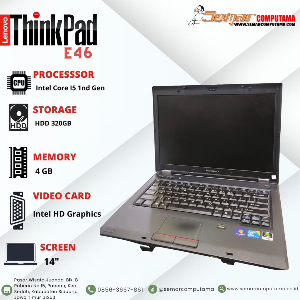 Laptop Lenovo E46 Core i5 RAM 8GB SSD 256GB Murah nampol Garansi Personal 1Bulan
