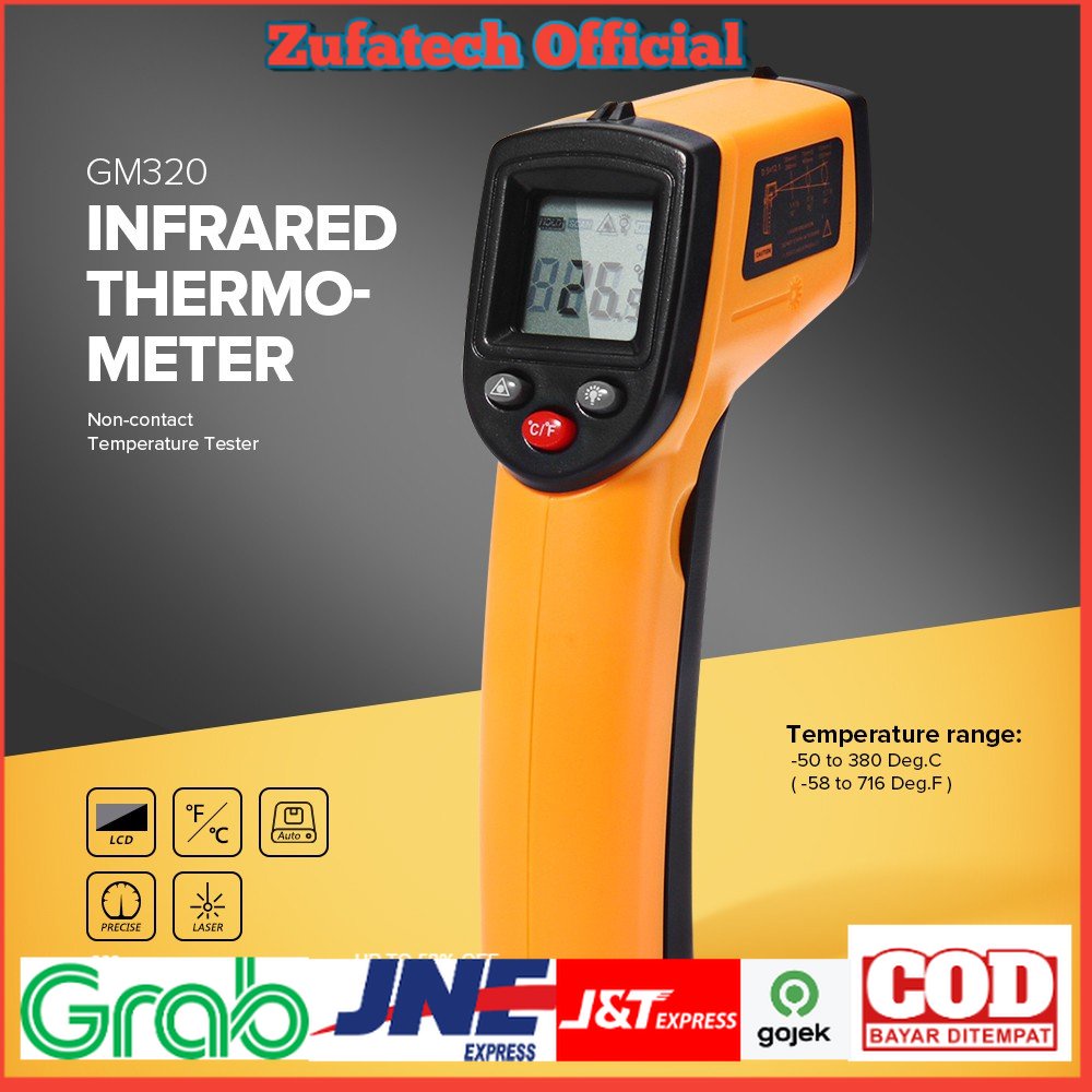 SMARTSENSOR Thermometer Laser Infrared Non Contact - AR862A+ - Orange