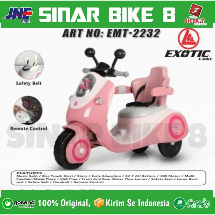 Motoran Aki Mainan Anak Exotic EMT-2232 // EXOTIC EMT 2242 Vespa // dan PMB AMORE M 338