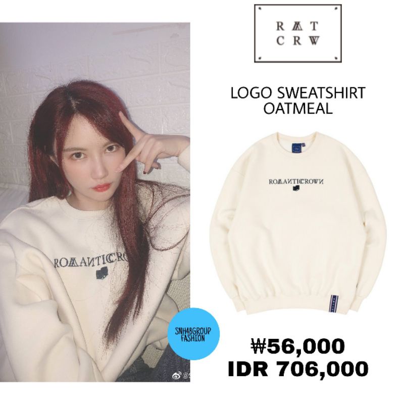 Romantic Crown Oatmeal Sweatshirt Sweater Logo RMTCRW K-pop idol brand Crewneck | White Beige Wide D