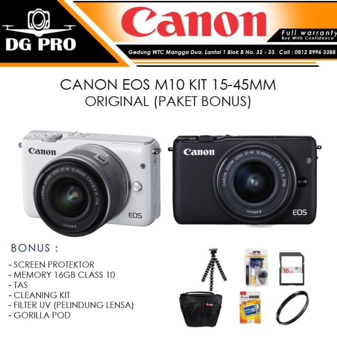 Canon Eos M10 Kit 15-45Mm Original (Paket Bonus) - Kamera Canon M10