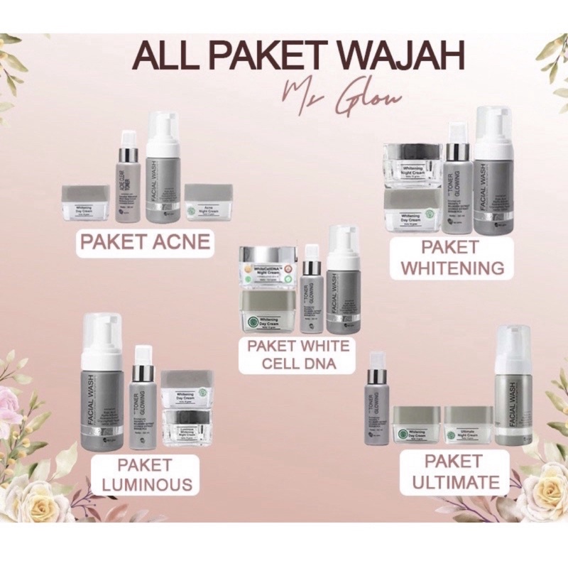 MS GLOW PAKET WAJAH DENGAN DAY CREAM / BB CREAM/ WHITE CELL DNA /ALL PRODUK MS GLOW