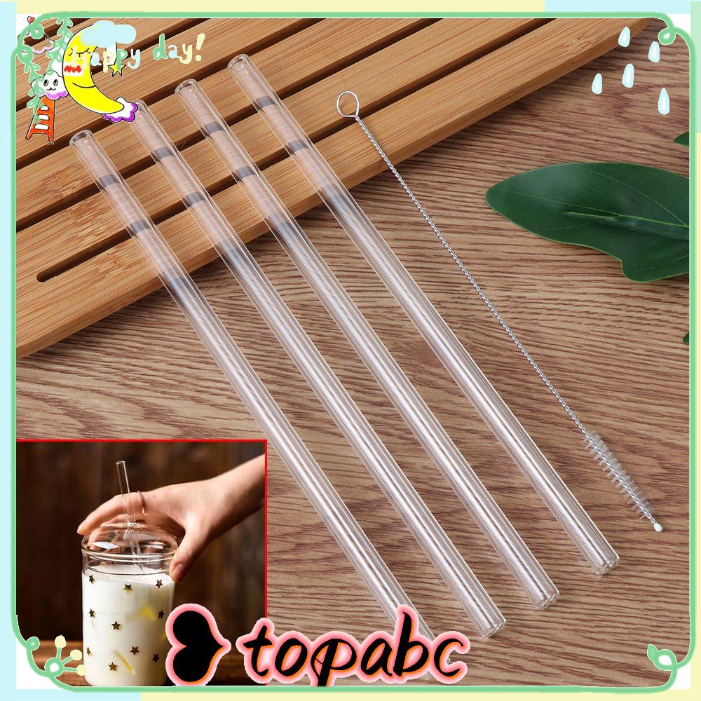 Top 4pcs/set Sedotan Kaca Dapur Pernikahan Minum Sikat Bersih