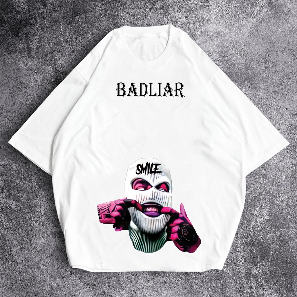 GSC - Baju Kaos Oversize BAD LIAR SMILE / Kaos oversize unisex bahan cotton combed 24s