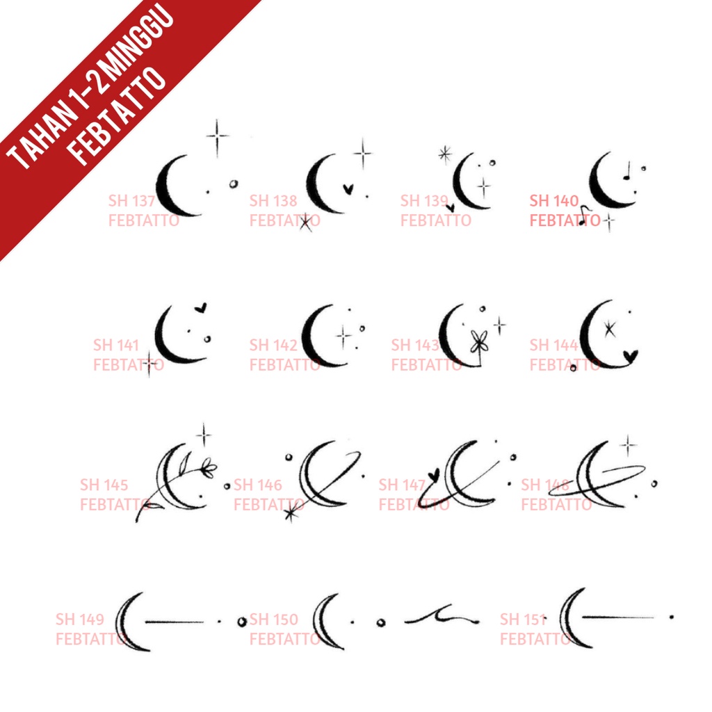 Tato Temporer Tato bulan bunga Stiker Tatto - SH 137-151