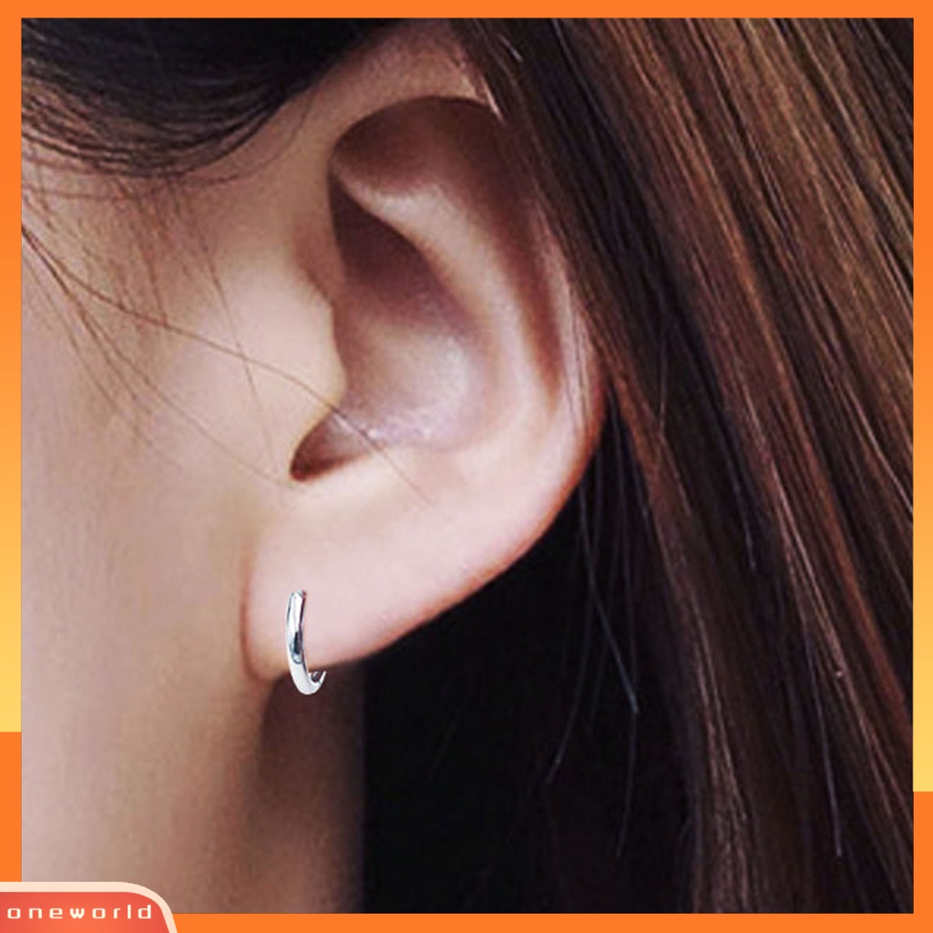 [WONE] 1pc Unisex Anting Hoop All-match Perhiasan Aksesori Tindik Bulat Anting Sederhana Untuk Belanja