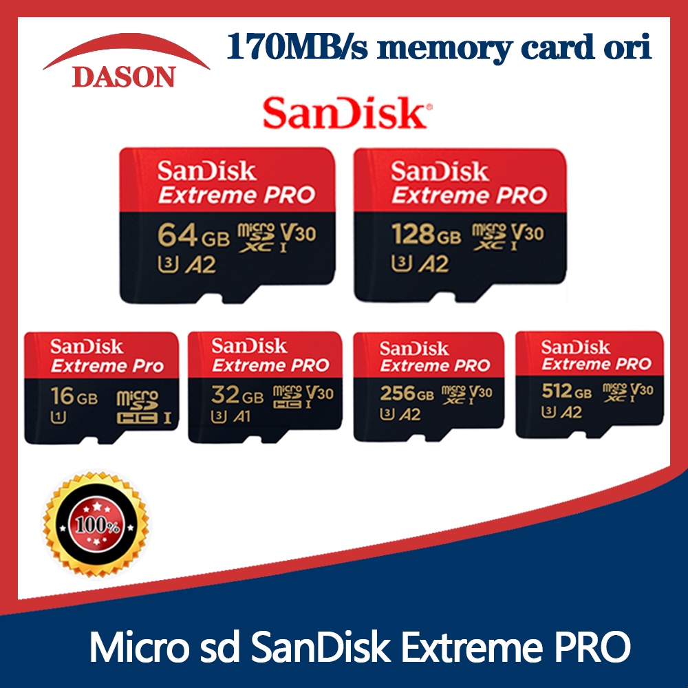 New 32GB/64GB/128GB/256GB/512GB HP Kartu Memori Memory Card Class 10 U3 170MB/s Memori