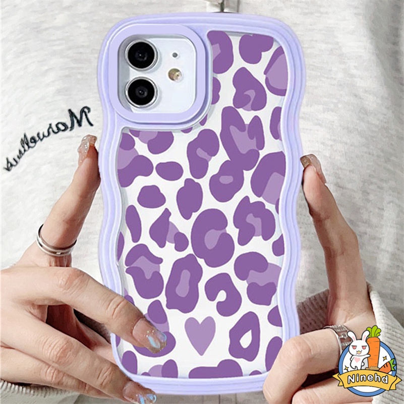 Redmi 10C 10A 10 9 9A 9C 9T Note 11 11s 10 10s 9 9s 8 Pro Mi 11 Lite Xiaomi 11 Lite 11T 10T 12 Pro Poco F3 X3 Pro NFC Motif Leopard Bingkai Gelombang Perlindungan Shockproof Casing Ponsel