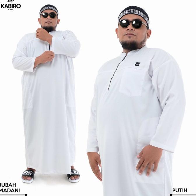 Baju Gamis Jubah Pria Big Size 4Xl 5Xl 6Xl Jumbo Jubah Madani - Hitam