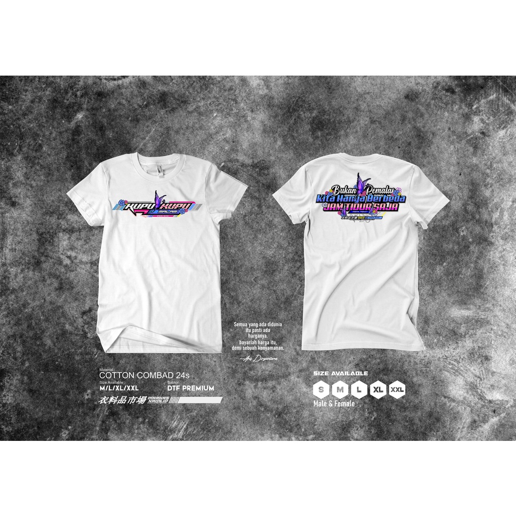 Kaos Kupu kupu Malam / Kaos Kata Kata / Kaos Pekerja Malam / Kaos Distro Premium / Kaos Pria Wanita 