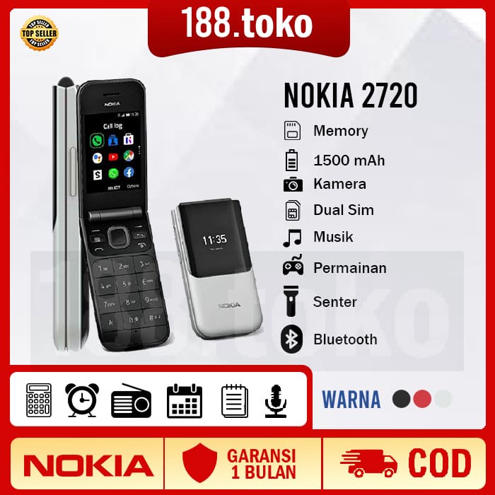 NOKIA 2720 FLIP DUAL SIM GARANSI HP JADUL NOKIA JADUL LIPAT