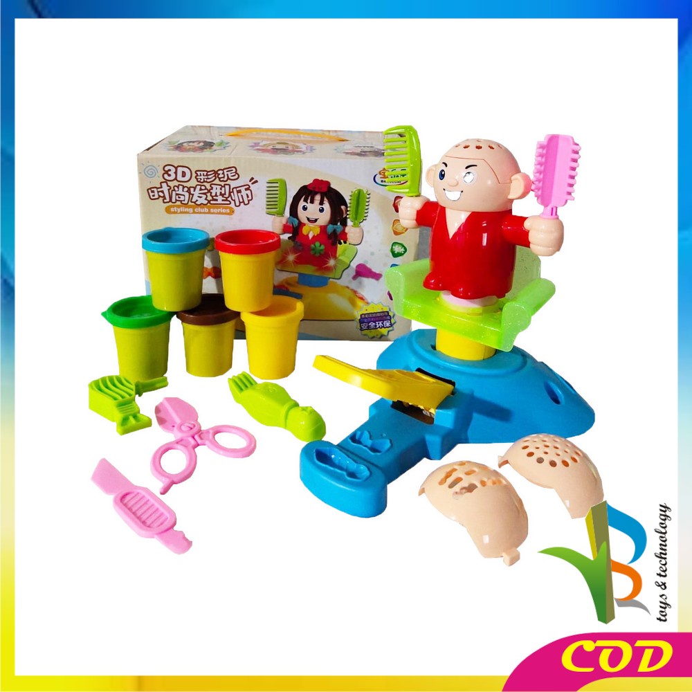 RB-M154 Mainan Anak Pangkas Rambut Salon Styling Club Mainan Pretend Play Barbershop Potong Rambut