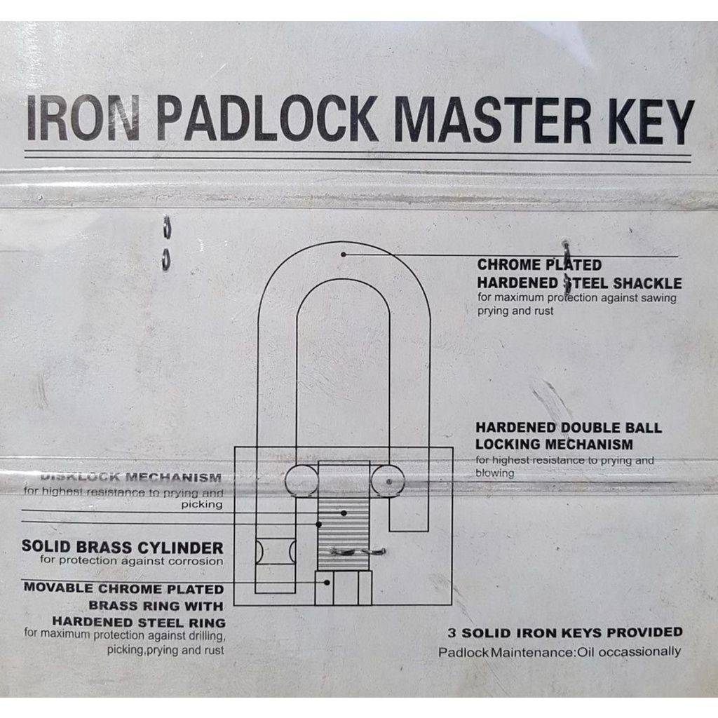 Gembok Putih Master Key ATS uk 60mm isi 4pcs / Iron Padlock 60 mm set 4 pc BR604 Pagar Rumah Toko