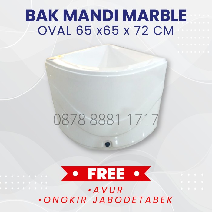 Bak Bak Air / Bak Kamar Mandi Oval Sudut 65 Marble Free Ongkir Jabodetabek