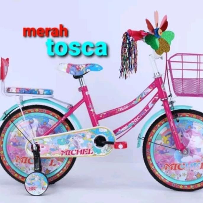 Sepeda Anak 16 Inch Perempuan Unicorn Rainbow Trex Michel #Original