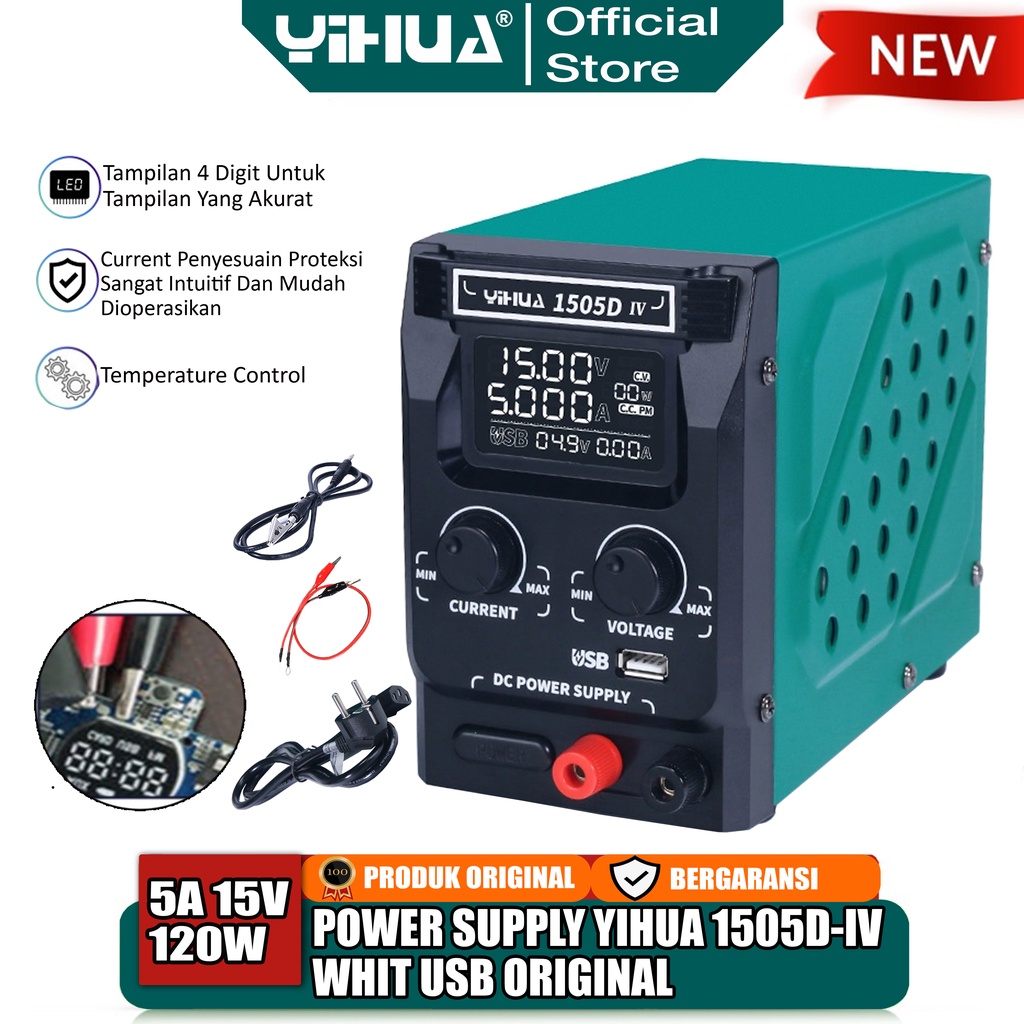 Yihua 1505D-IV Power Supply Digital HP USB Fast Charge 15V 5A Original