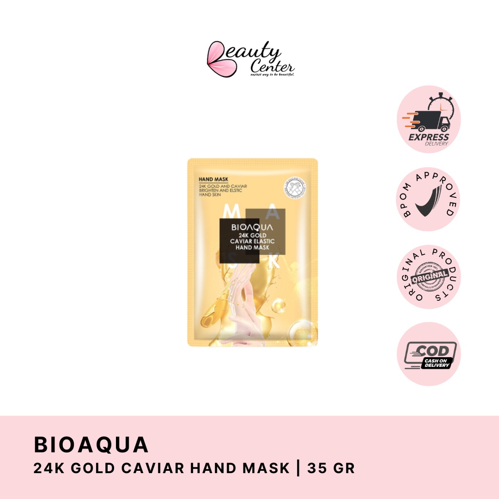 BIOAQUA 24K Gold Caviar Elastic Brightening Hand Mask 35g Moisturizing Masker Tangan Memutihkan [BPO