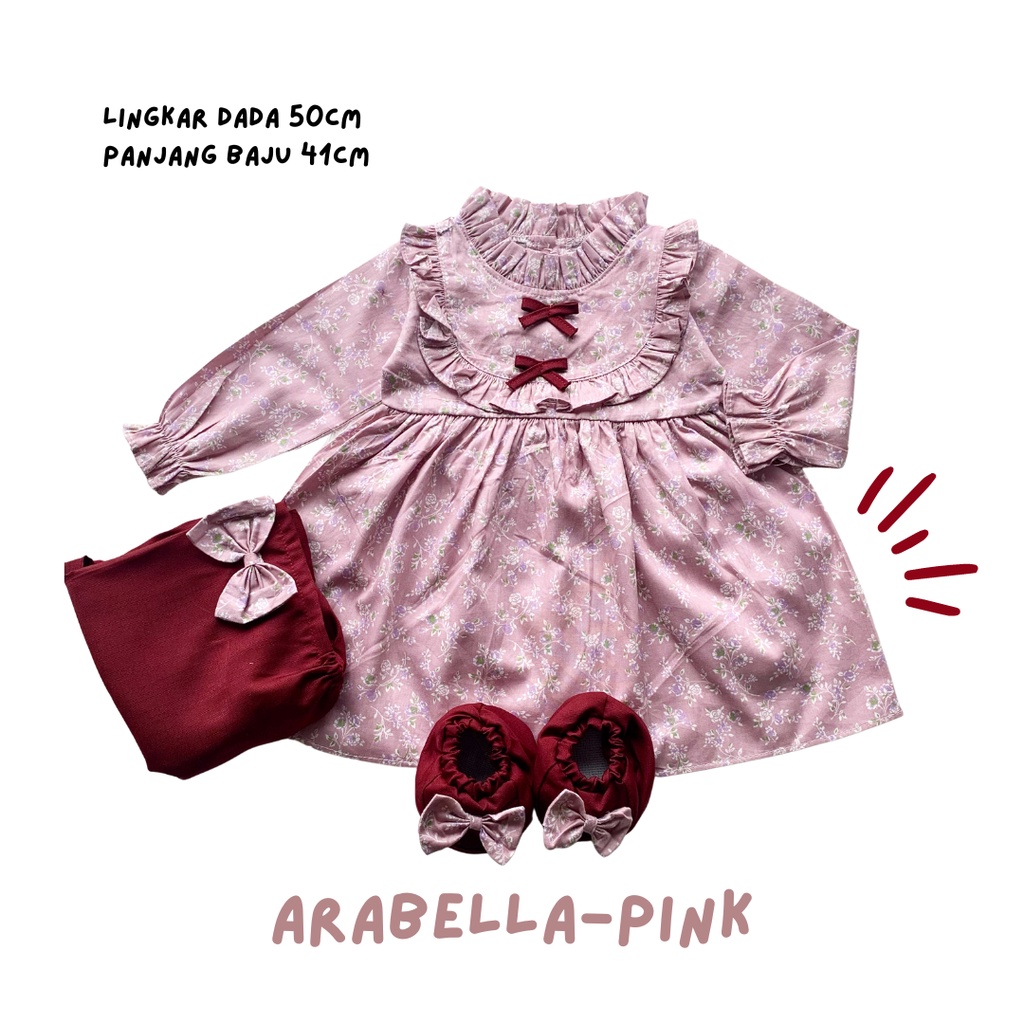 ARABELLA ALIKA gamis dress bayi kaos baju gamis anak perempuan gamis bayi baru lahir 0 - 12 bulan gamis newborn anak perempuan