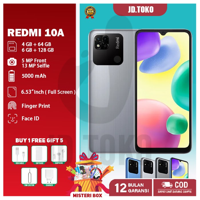 Hp Xiaomi Redmi 10A Ram 4/64GB 6/128GB  4G LTE Dual Sim Garansi 1 Tahun Grosir