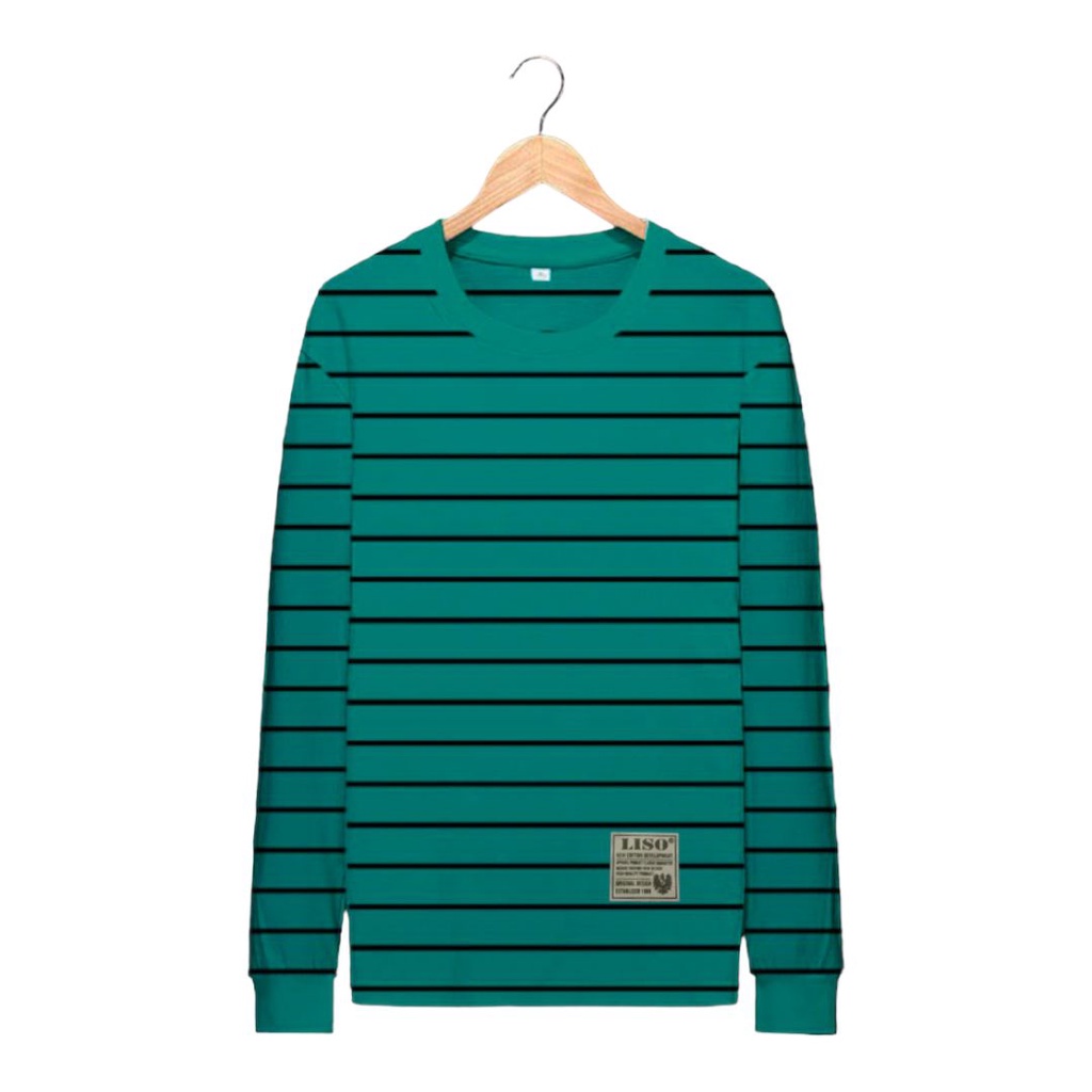 Kaos polos Kaos oblong pria stripe belang belang / atasan baju kaos garis garis lengan panjang