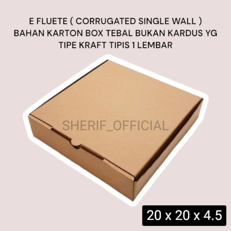 Box kardus E-Fluete kraft coklat 20x20x4.5 corrugated box untuk packing souvenir hampers packaging olshop baju kotak kado hampers snack kardus pizza polos karton box packing dus coklat kraft murah dus baju gift box