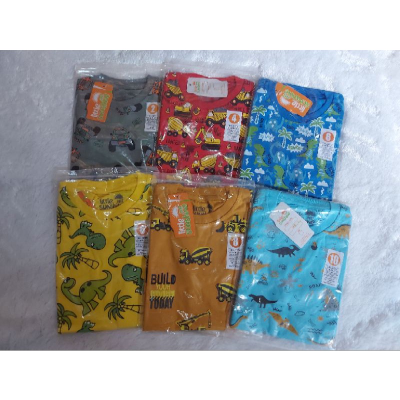 Kaos full print boy dino and vehicles