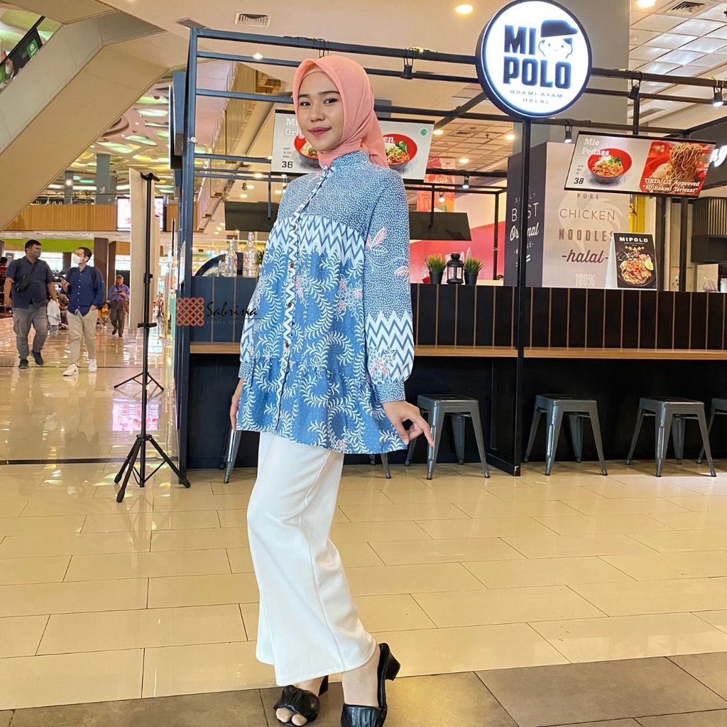 BLOUSE BATIK AUDIA SERIES Atasan Batik Kerja Cantik Cewek Wanita Kantor Warna Soft Pastel Busui Friendly Kancing Sabrinabatik Modis Modern Kekinian