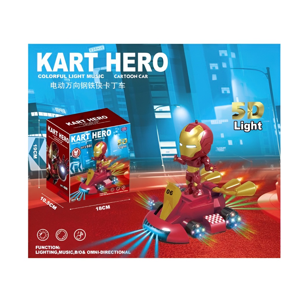 Mainan Robot Kart Hero Ironman Light Music | Mainan Anak Laki Laki Robot Robotan Terbaru | Kado Ulang Tahun Anak Cowok