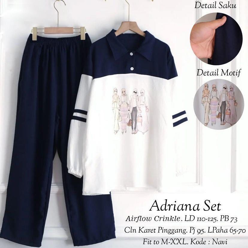 ADRIANA SET BAHAN CRINKLE AIRFLOW PREMIUM MOTIF POLOS DAPAT BAJU DAN CELANA SETELAN WANITA TERBARU 2023 KEKINIAN ONE SET WANITA KOREAN STYLE SET CASUAL WANITA HIJAB LENGAN PANJANG BAJU ATASAN DAN CELANA WANITA SET BUSUI