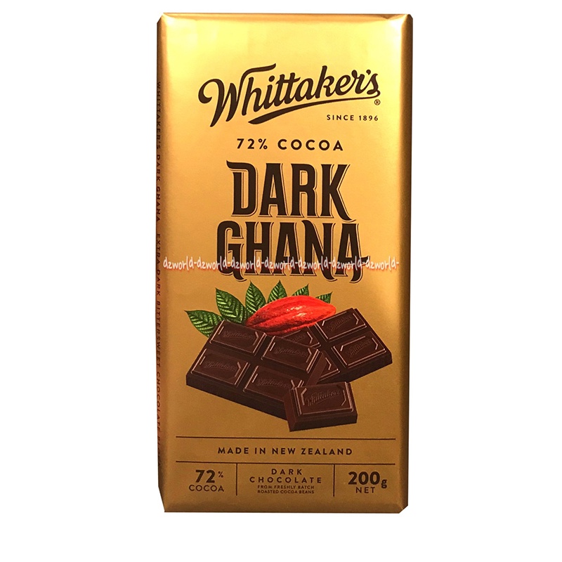 Whittaker's Dark Ghana 200gr Coklat Whittakers Witakers Import Made ini New Zealand 72% Cocoa 200gr Cokelat Hitam Kokoa