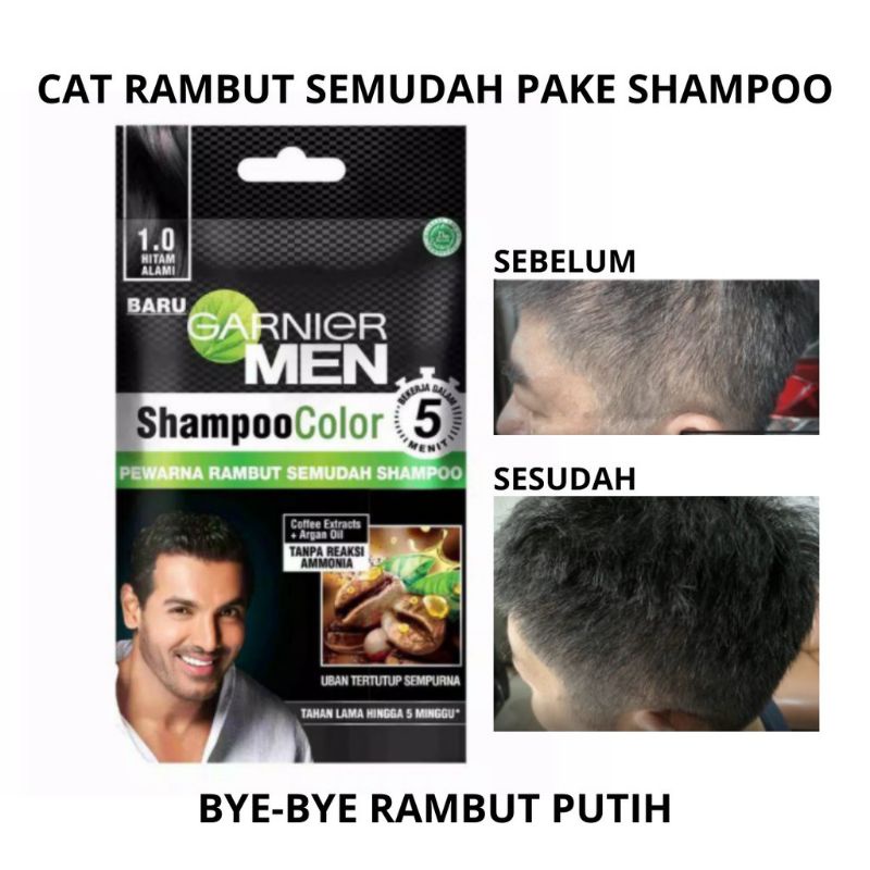 GARNIER MEN SHAMPOO COLOR - HITAM ALAMI - COKLAT KEHITAMAN