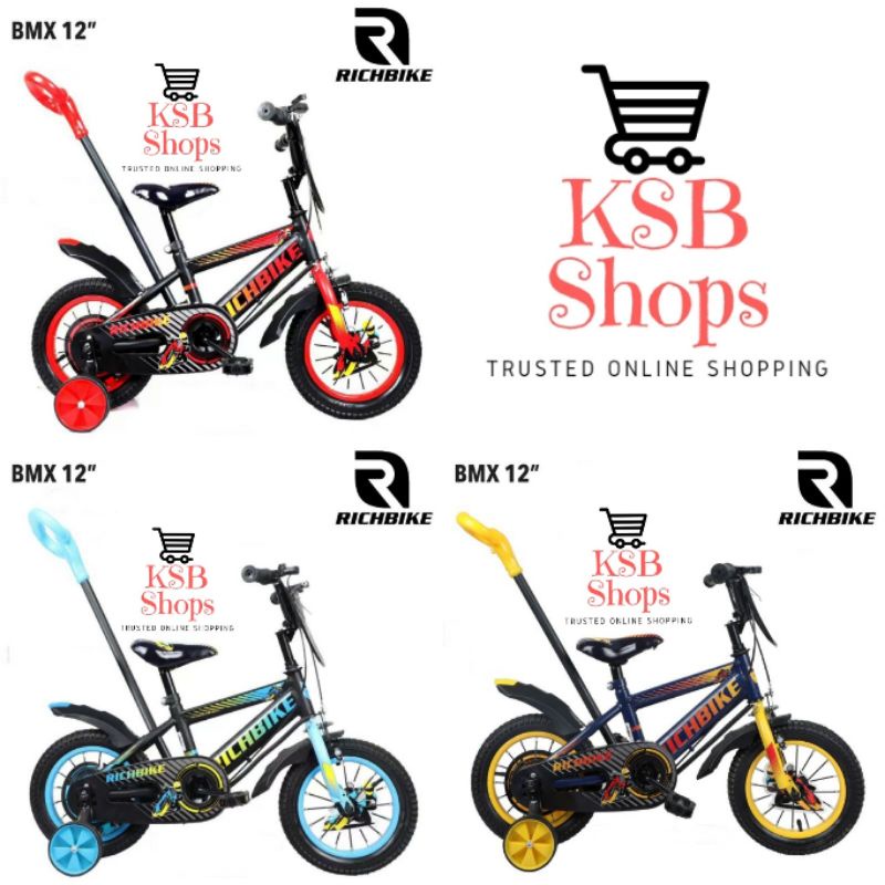 [KSB] Sepeda anak Laki BMX 12 inch Ban POMPA dilengkapi TONGKAT PENDORONG merk RICHBIKE BARU PROMO