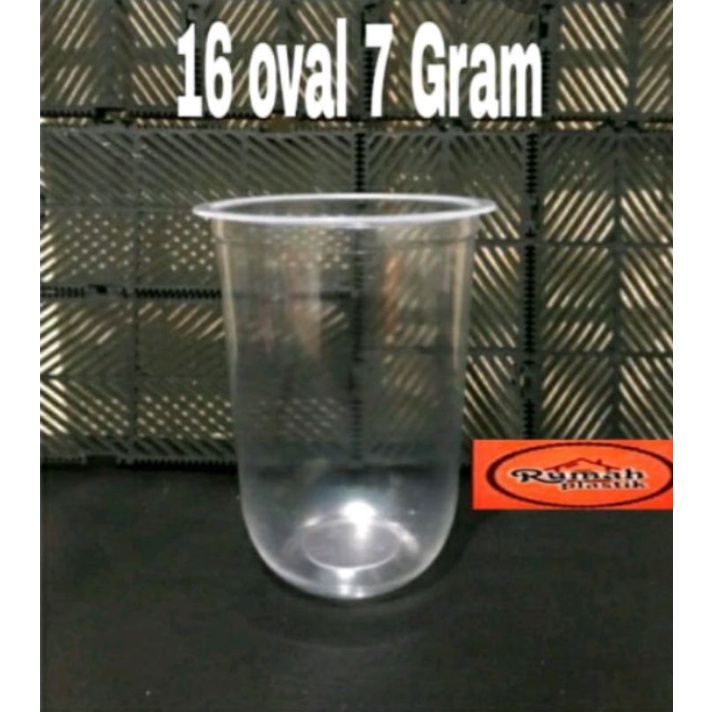 Gelas Cup Plastik Pp 16 Oz Oval ( M CUP ) 7 gram 1 roll 50 pcs