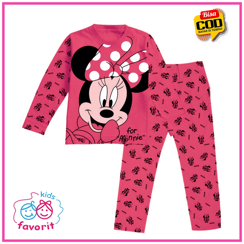 Favorit kids Baju tidur anak perempuan piyama anak perempuan lengan panjang celana panjang gambar mouse pita