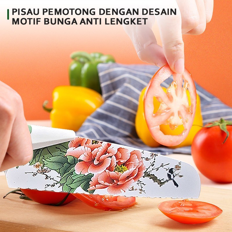 [BISA COD] PROMO Pisau Set Isi 5 Pcs Motif Bunga Mawar Motif Cantik Menarik Murah Pisau Dapur Pisau Masak Pisau Buah Pisau Daging Parutan Peeler Berkualitas