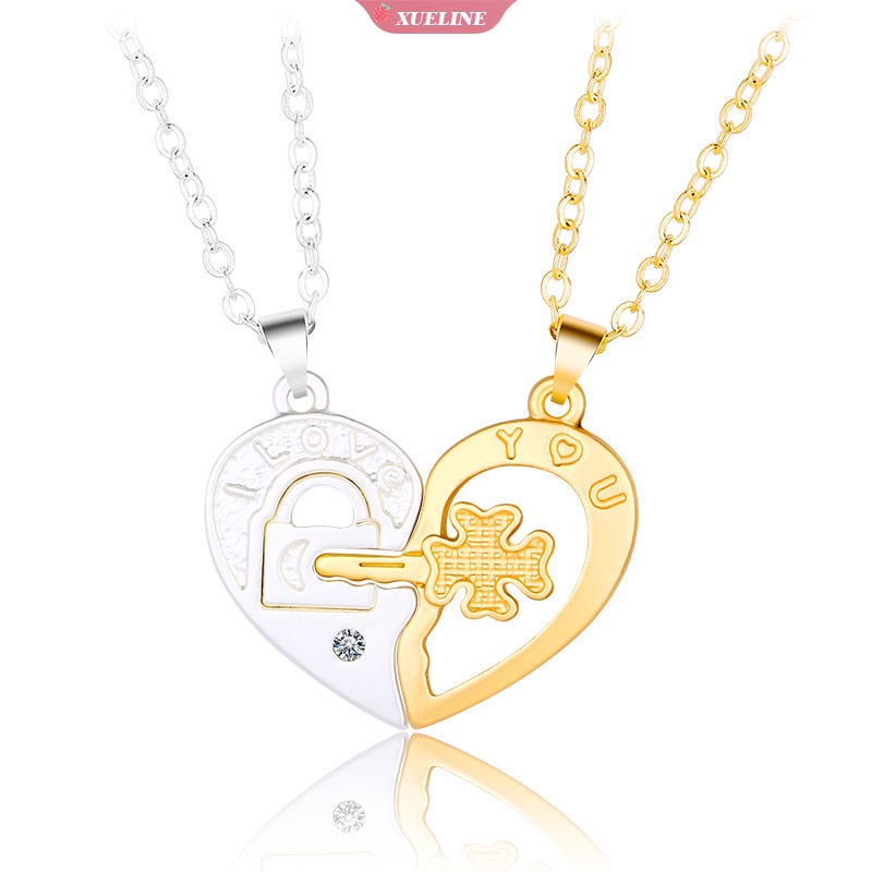 Fashion Halus Empat Daun Semanggi Kunci Empat Kunci Cinta magnet Pasangan Yang Cocok Kalung Manis Persahabatan Liontin Huruf Kalung Untuk Kekasih Dan Teman [ZXL]