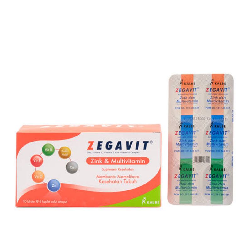 Zegavit Multivitamin &amp; Zinc ORIGINAL Per Strip isi 6 Kaplet Kemasan Baru