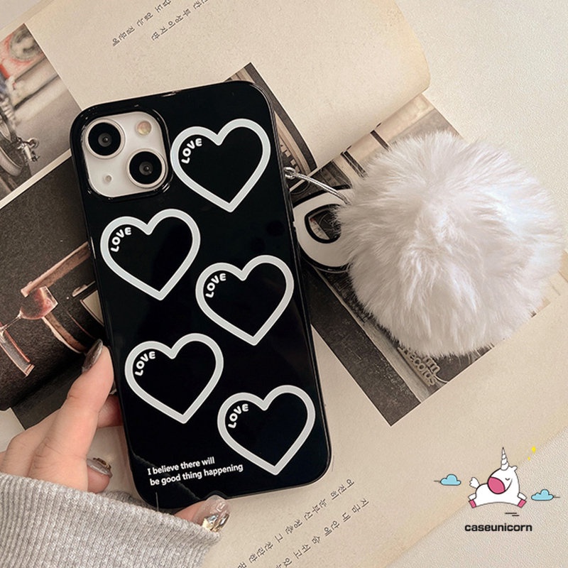 Kompatibel Untuk IPhone 7Plus 8Plus 11 14 13 12 Pro Max XR 7 8 14 Plus X XS Max SE 2020kartun Love Hati Glossy Halus Lembut Tpu Full Pelindung Casing Ponsel