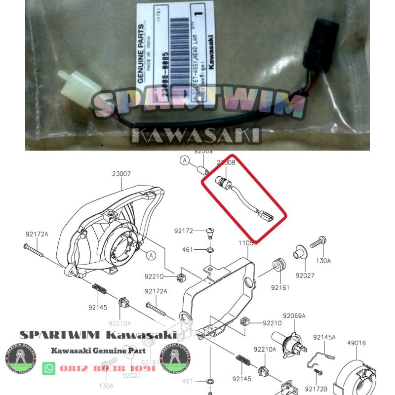Socket assy soket kabel lampu senja depan Ninja 150 RR NEW original kawasaki