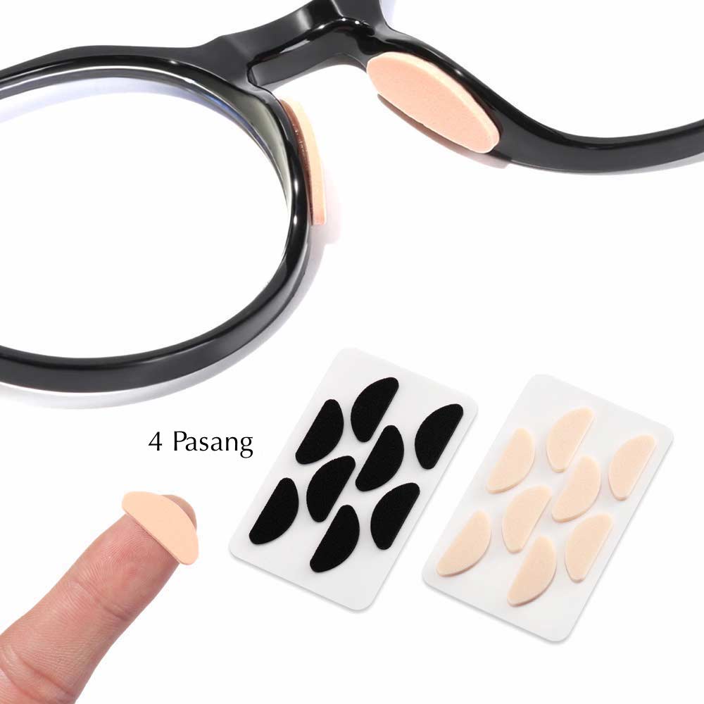 8 Pcs Stiker [ Hitam ] Kacamata Penyangga Hidung Pencegah Turun - Non Slip Spons - Nose Pad Model B