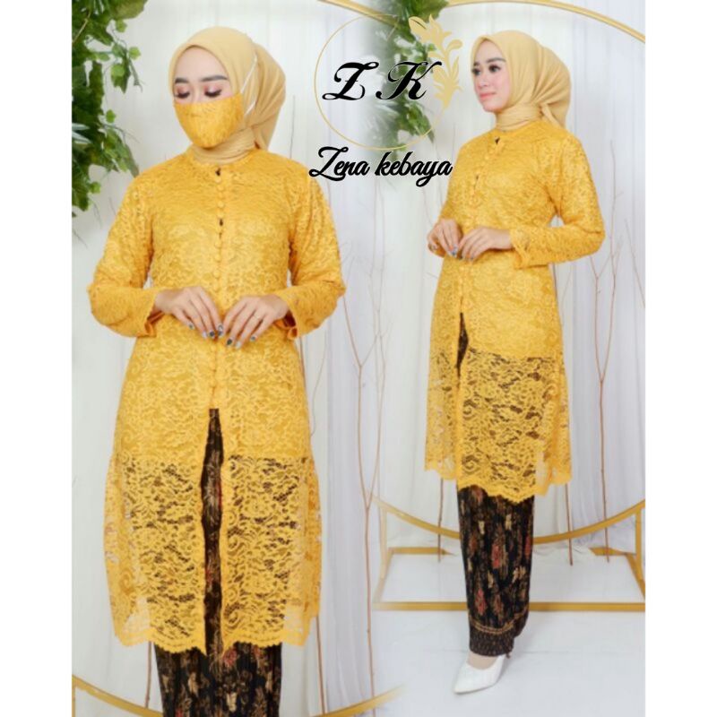 SET KEBAYA TUNIK KANCING BRUKAT KEBAYA MODERN