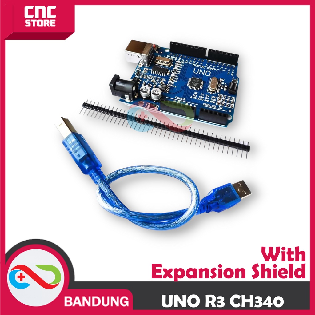 ARDUINO UNO R3 ATMEGA328P CH340 COMPATIBLE BOARD PLUS EXPANSION SHIELD V5.0