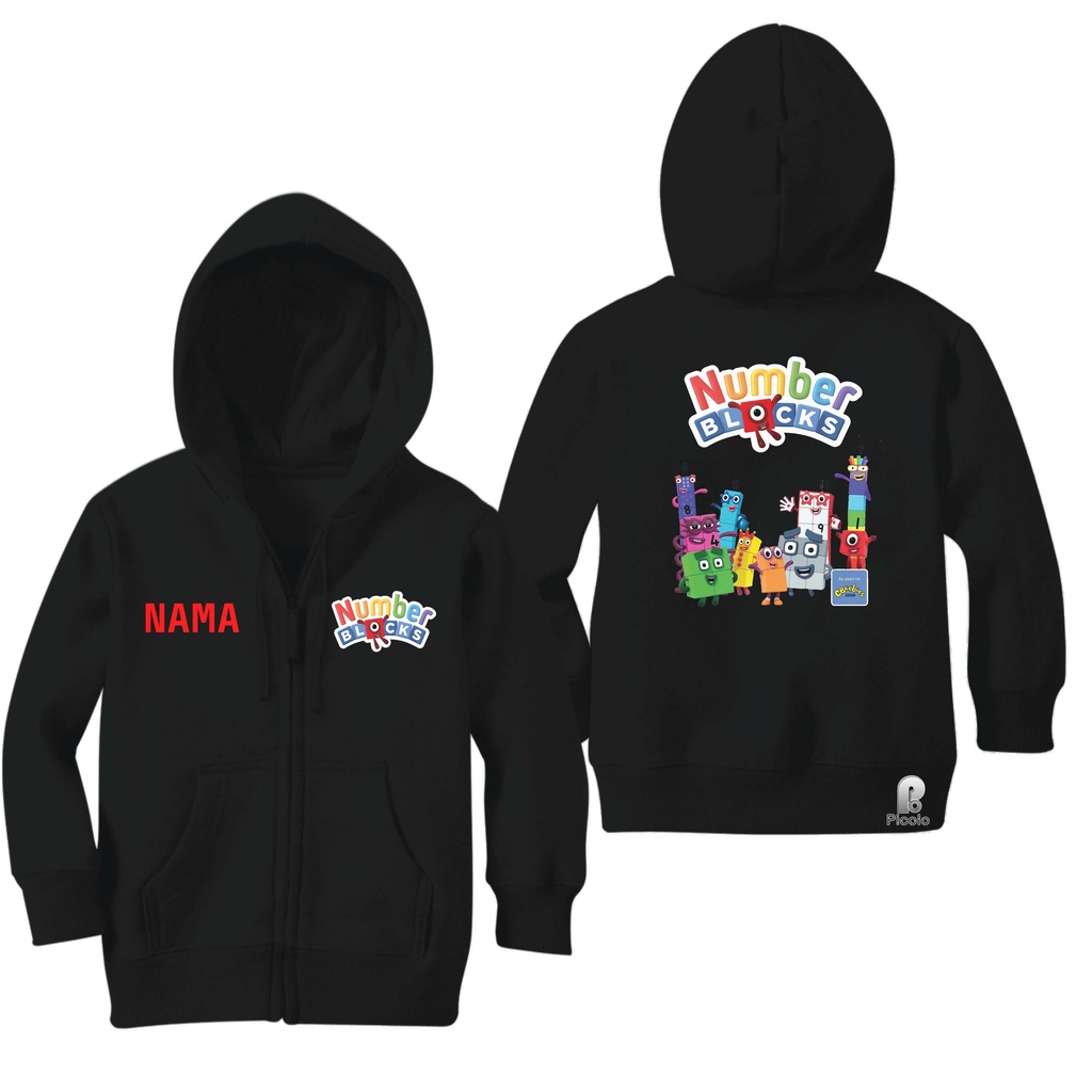 SWEATER HOODIE ZIPPER ANAK MOTIF NUMBER BLOCKS UNISEX