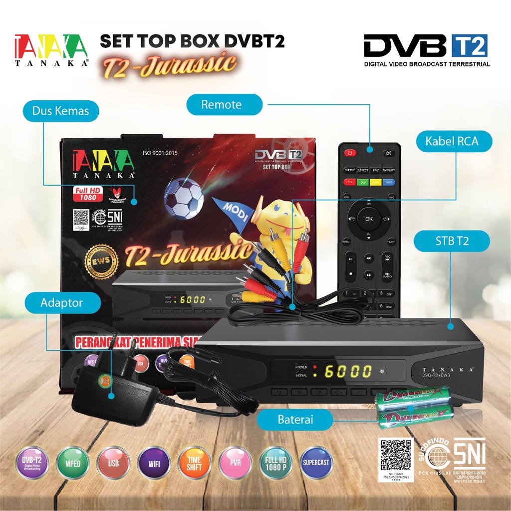 Set Top Box TV Digital Tanaka T2 Jurassic (STB)