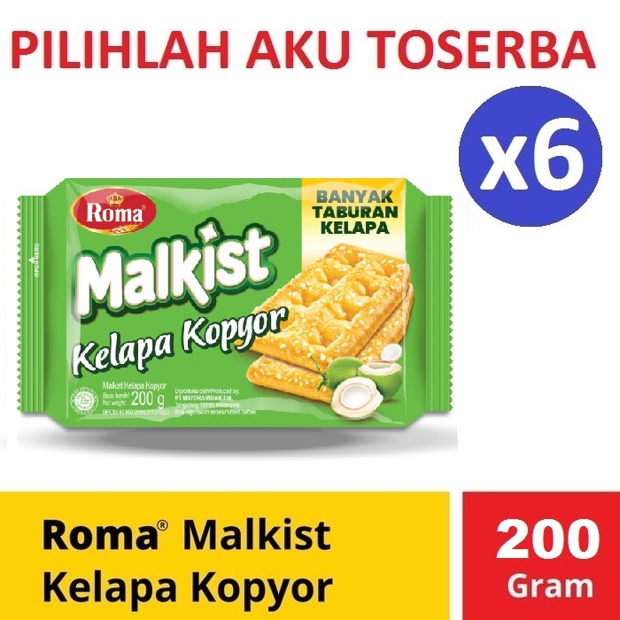 Biskuit Roma Malkist KELAPA KOPYOR 200 gr - ( HARGA PAKET ISI 6 )