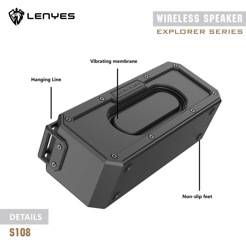 Speaker Bluetooth Portable Waterproof Tahan Banting LENYES S108 TWS