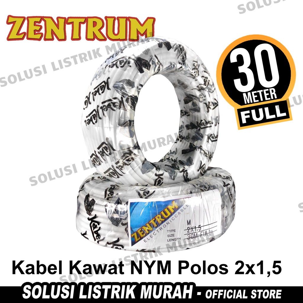 Zentrum Kabel Listrik Kawat NYM Polos 2 x 1.5 30 Meter Full