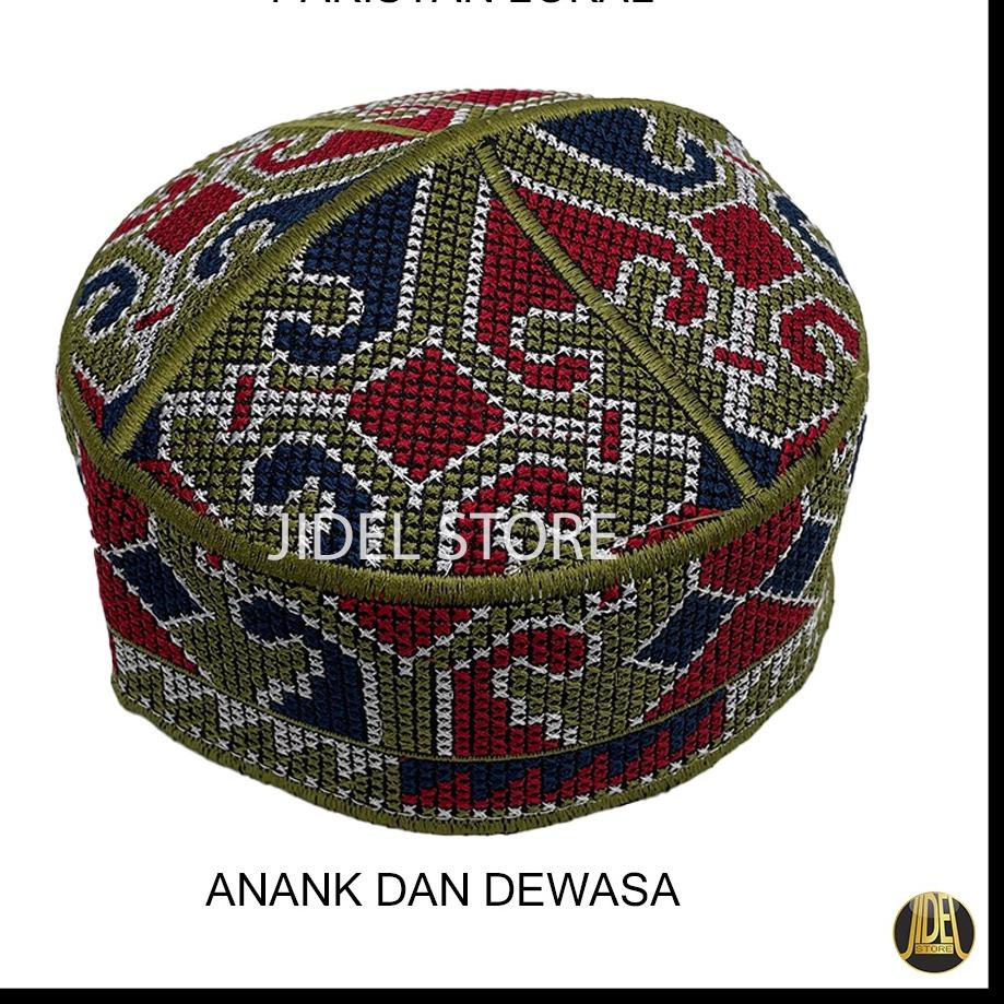 "BAN.10De22g" Peci PAKISTAN Haji Alay Kopeah Lokal / Kopiyah Santri / Kupiyah Dewasa Anak Laki Motif